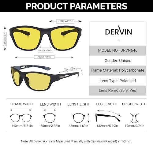 Dervin UV Protected Polarized Sports Sunglasses for Men Driving Cycling Fishing Cricket Sunglasses (HD Yellow) - Image 5