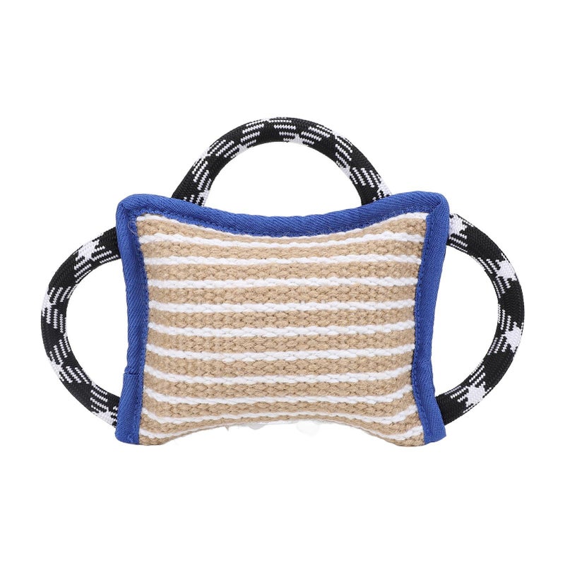 Large Dog Bite Pillow Tug Toy Blue Jute Tear Interactive Play Training - Image 2