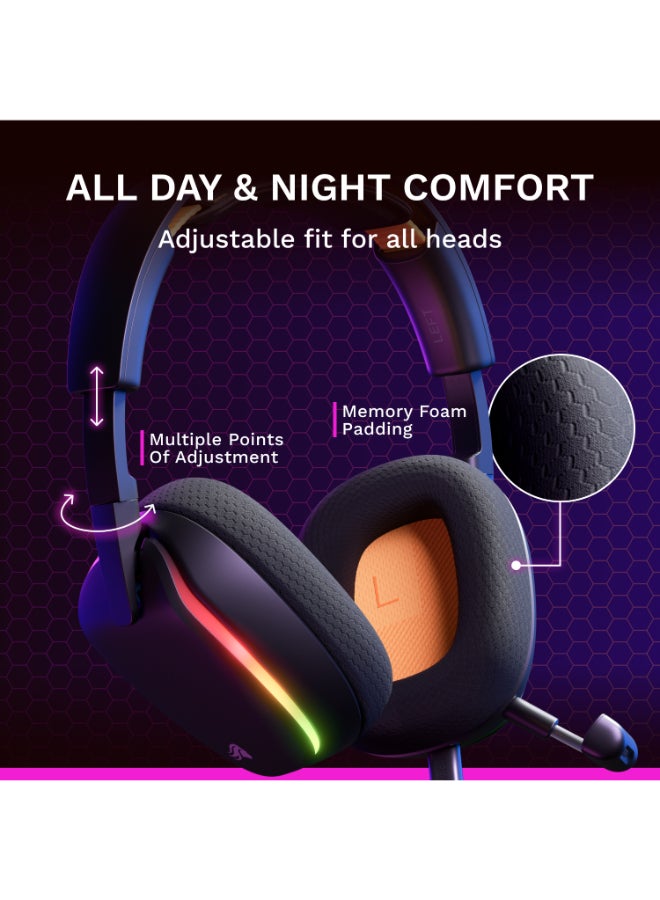 GLORIOUS GHS Eternal RGB - Stereo RGB Gaming Headset for PC, PS5, PS4, Switch - Specially Tuned Driver, Adjustable Detachable Microphone, USB-C - Durable, All Day Black - Image 5