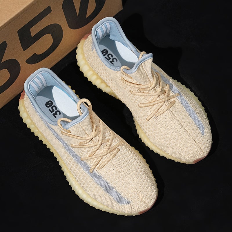 Summer Breathable Baiyi Coconut Shoes 350 Men'S And Women'S Shoes New Gray Orange Casual Sports Shoes Running Shoes Men'S And Women'S Baby'S Breath - Image 2