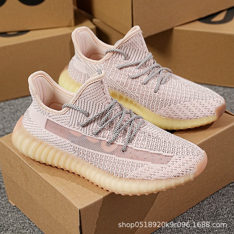 Summer Breathable Baiyi Coconut Shoes 350 Men'S And Women'S Shoes New Gray Orange Casual Sports Shoes Running Shoes Men'S And Women'S Baby'S Breath - Image 1