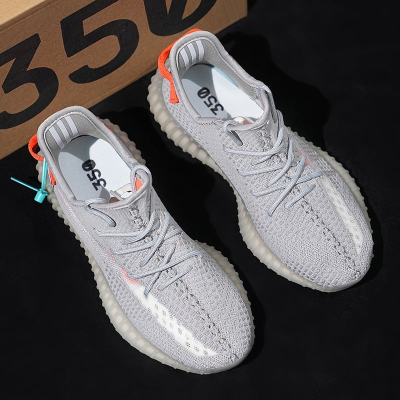 Summer Breathable Baiyi Coconut Shoes 350 Men'S And Women'S Shoes New Gray Orange Casual Sports Shoes Running Shoes Men'S And Women'S Baby'S Breath - Image 3
