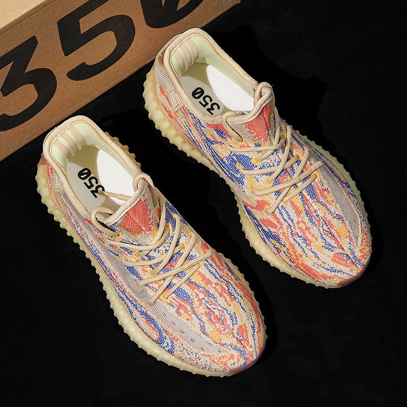 Summer Breathable Baiyi Coconut Shoes 350 Men'S And Women'S Shoes New Gray Orange Casual Sports Shoes Running Shoes Men'S And Women'S Baby'S Breath - Image 4