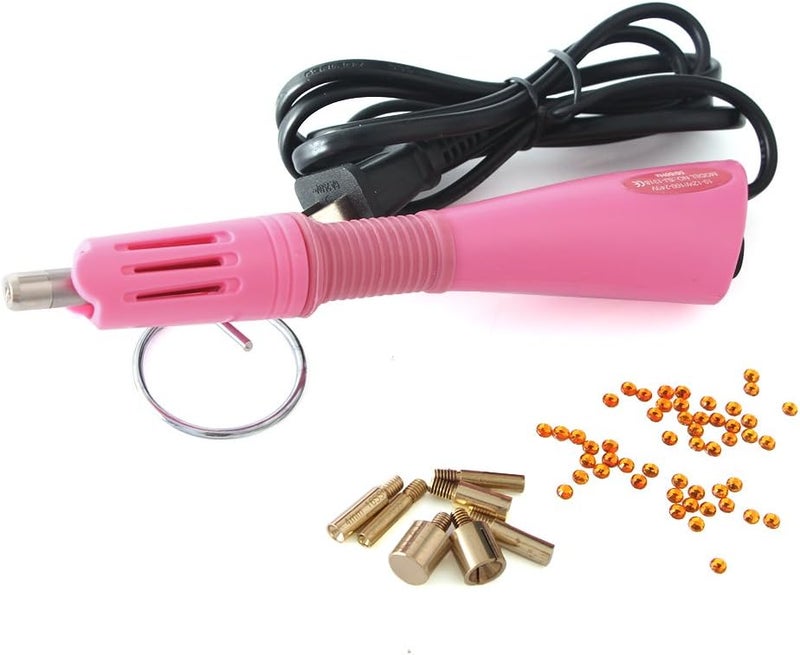 Co-link Hotfix Rhinestone applicator 7 in 1 Professional Iron-on Hot Fix Wand Crystal Gem Rhinestone Heat-fix Tool (Pink) - Image 1
