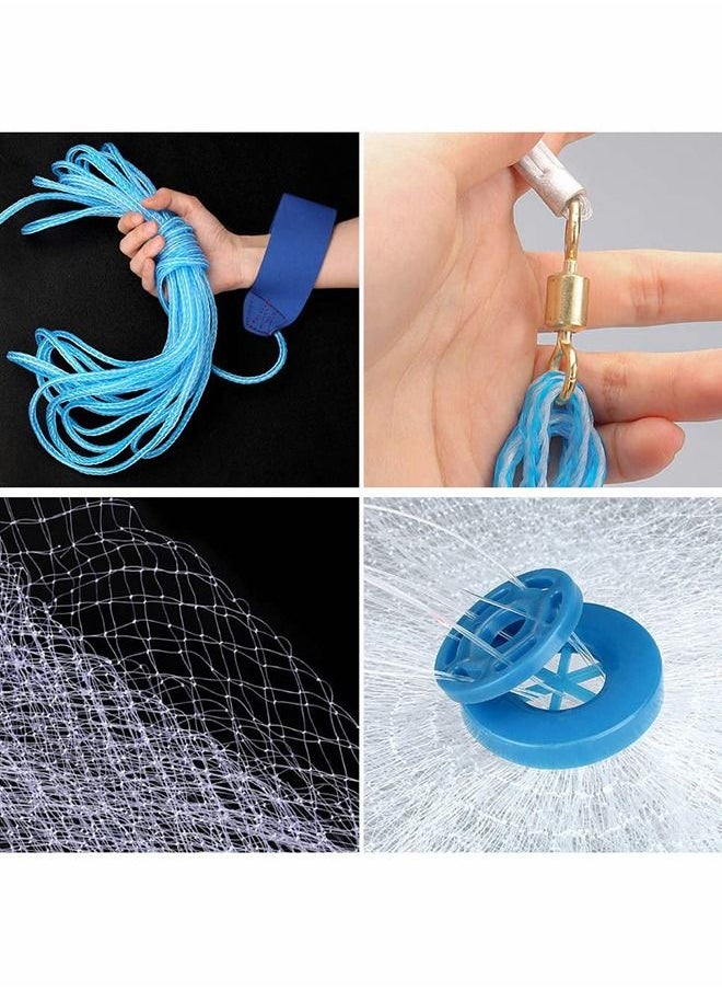GROIC - Casting Net with Fish Cage, 3.95ft Radius Cast Nets for Fishing, Saltwater Freshwater Folding Fishing Net with Aluminum Flying Disc, Easy to Throw Casting Net for Bait Trap Fish - Image 1