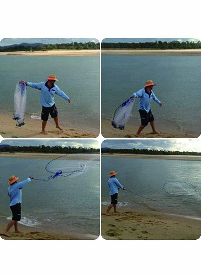 GROIC - Casting Net with Fish Cage, 3.95ft Radius Cast Nets for Fishing, Saltwater Freshwater Folding Fishing Net with Aluminum Flying Disc, Easy to Throw Casting Net for Bait Trap Fish - Image 1