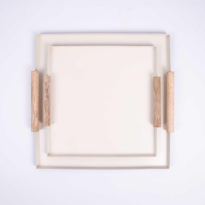 بلندز صينية تقديم حجم صغير مربعة بيج و اسود - Image 5