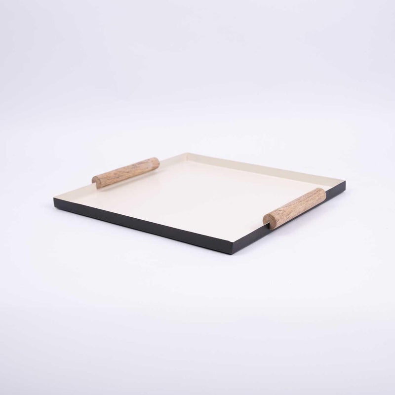 Blends Small Square Beige and Black Serving Tray - Image 4