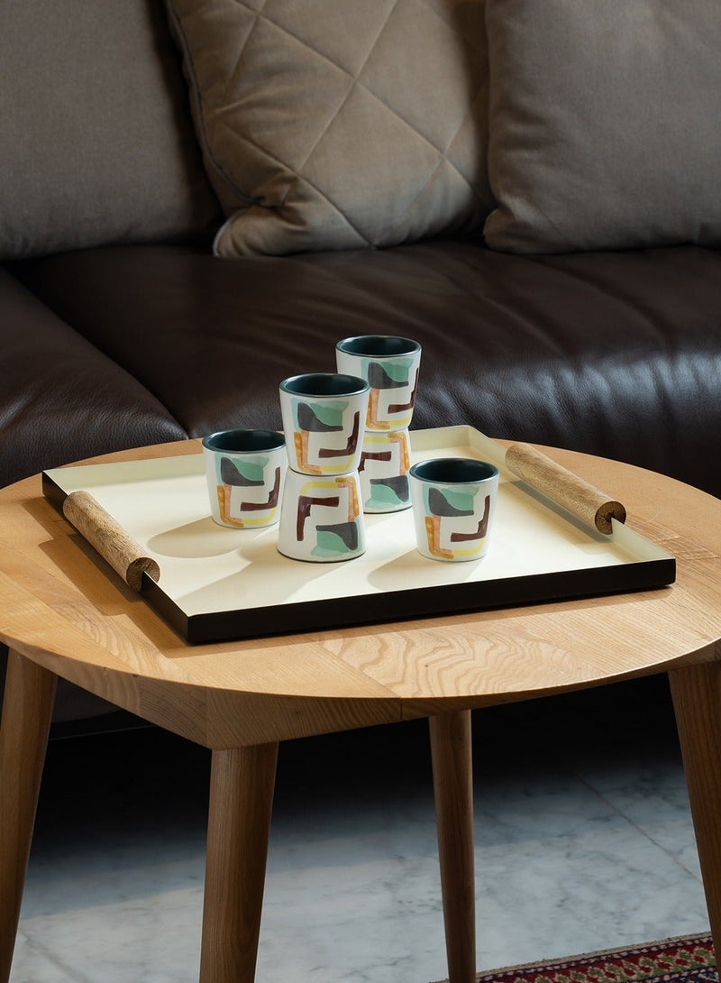 Blends Small Square Beige and Black Serving Tray - Image 2