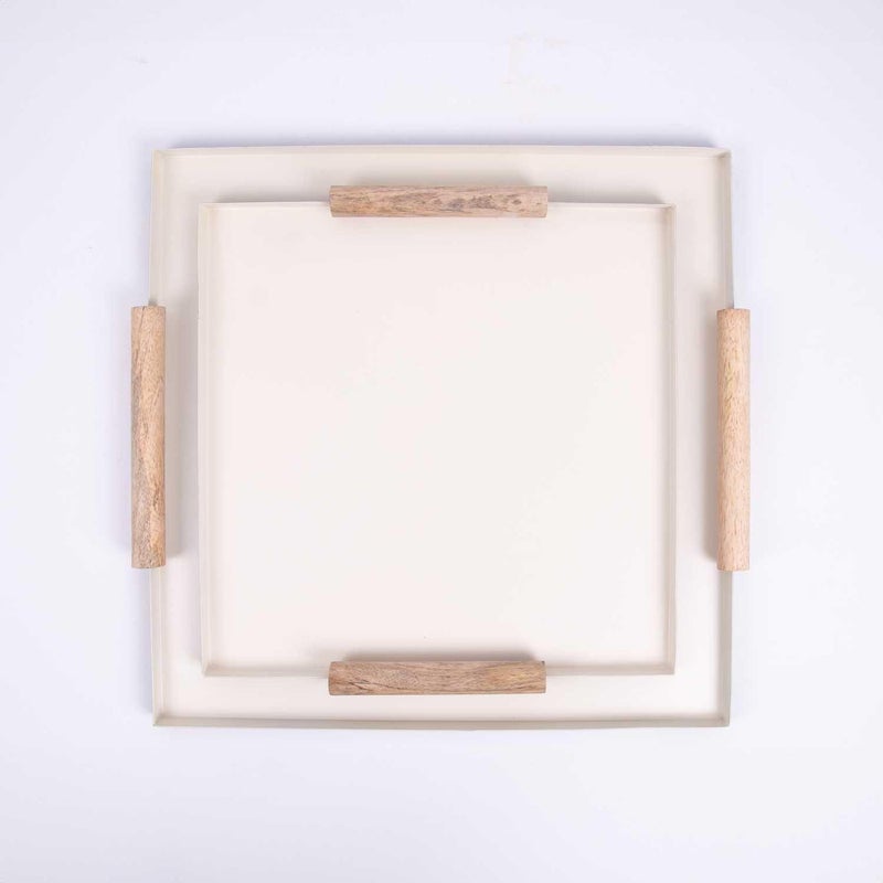 Blends Small Square Beige and Black Serving Tray - Image 5