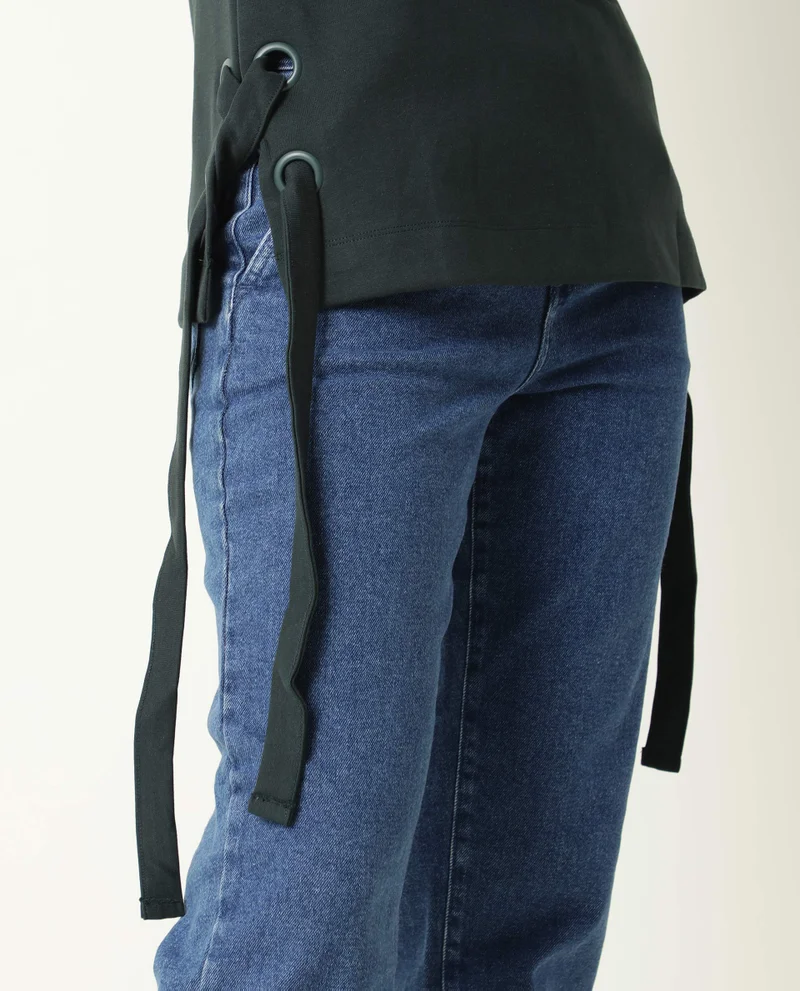 Rareism Women's Knit Top With Eyelets