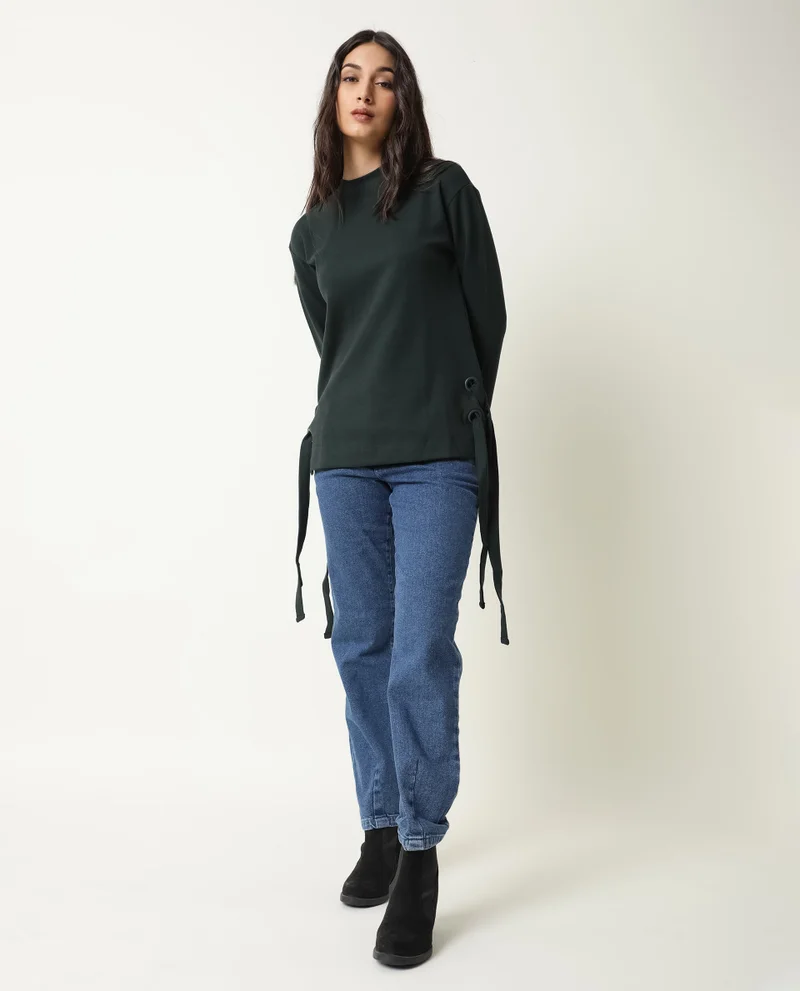 Rareism Women's Knit Top With Eyelets