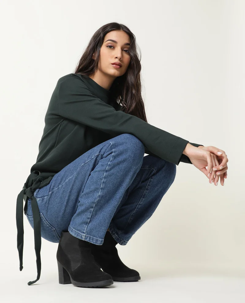 Rareism Women's Knit Top With Eyelets