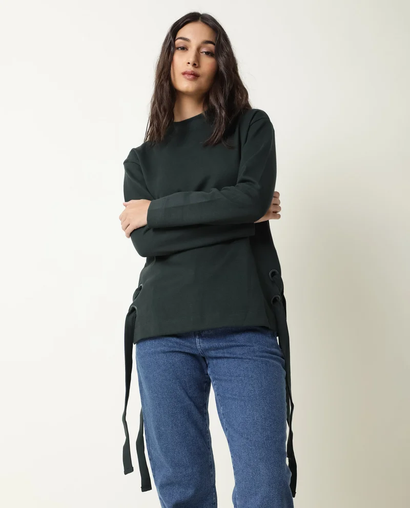 Rareism Women's Knit Top With Eyelets
