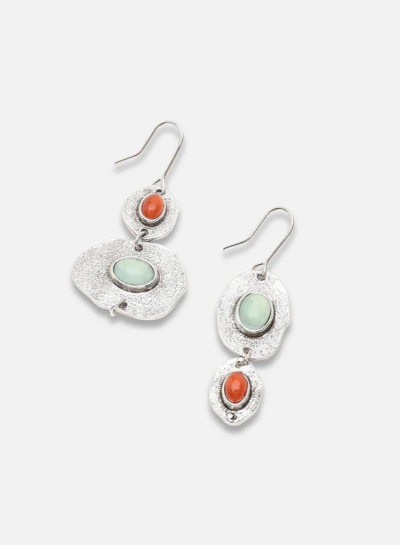 سوهي قرط متدلي من الحجر مصمم للحفلات مطلي بالذهب