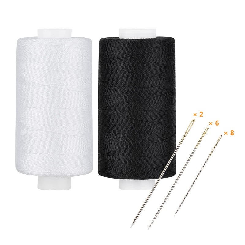 Simthread All Purpose Thread Polyester 400 Yards 1 White 1 Black