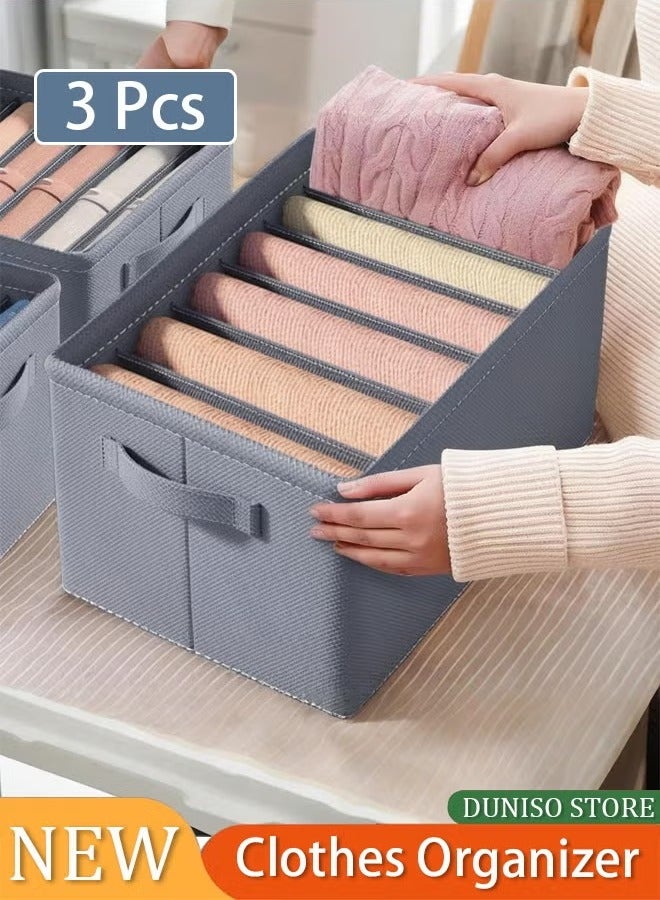 POWER 3Pcs 6/6/6 Grids Wardrobe Clothes Organizer, Large Drawer Organizers for Clothing,Portable Wardrobe Closet Organizer System - Image 1