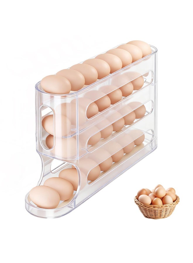 وانغبانغزي العنوان: حاوية بيض بـ 4 طوابق للثلاجة – موزع تلقائي دوار، سعة تصل إلى 30 بيضة، شفافة وتوفر مساحة، منظّم للثلاجة - Image 1