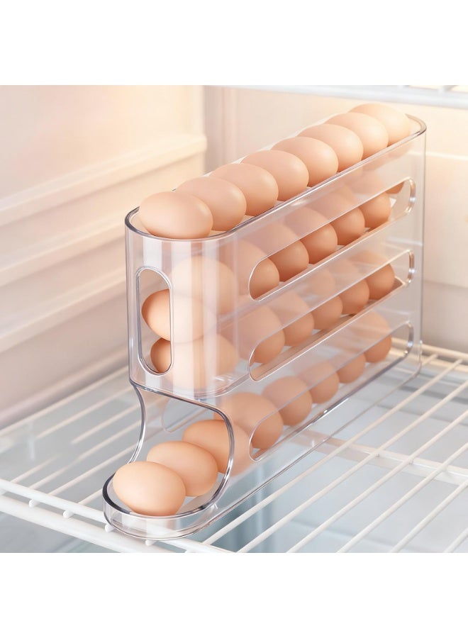 وانغبانغزي العنوان: حاوية بيض بـ 4 طوابق للثلاجة – موزع تلقائي دوار، سعة تصل إلى 30 بيضة، شفافة وتوفر مساحة، منظّم للثلاجة - Image 5