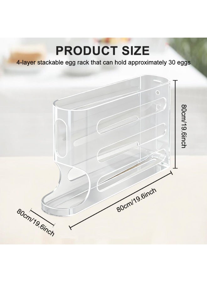 وانغبانغزي العنوان: حاوية بيض بـ 4 طوابق للثلاجة – موزع تلقائي دوار، سعة تصل إلى 30 بيضة، شفافة وتوفر مساحة، منظّم للثلاجة - Image 2