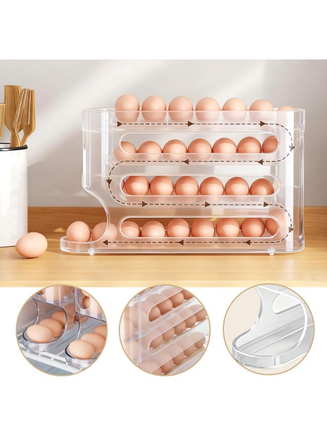 وانغبانغزي العنوان: حاوية بيض بـ 4 طوابق للثلاجة – موزع تلقائي دوار، سعة تصل إلى 30 بيضة، شفافة وتوفر مساحة، منظّم للثلاجة - Image 3