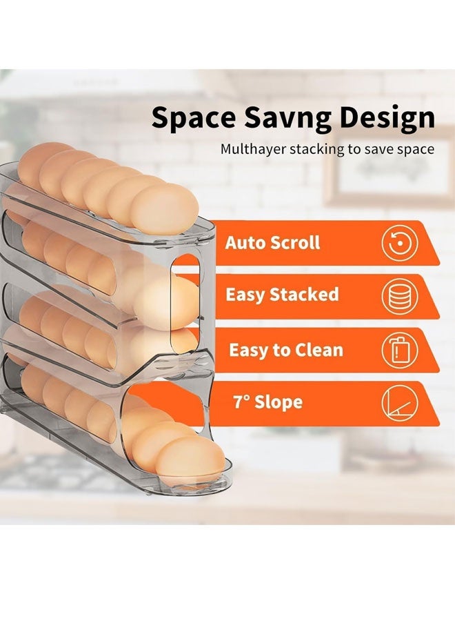 WangPangZi Egg Holder for Fridge, Egg Container for refrigerator, Space-Saving Automatic Rolling Eggs Dispenser, 4 Tiers Fridge Egg Rack for Refrigerator Holds up to 30pcs ﻿ - Image 3