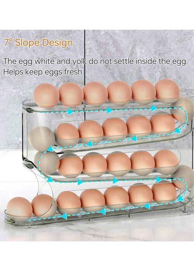 WangPangZi Egg Holder for Fridge, Egg Container for refrigerator, Space-Saving Automatic Rolling Eggs Dispenser, 4 Tiers Fridge Egg Rack for Refrigerator Holds up to 30pcs ﻿ - Image 4