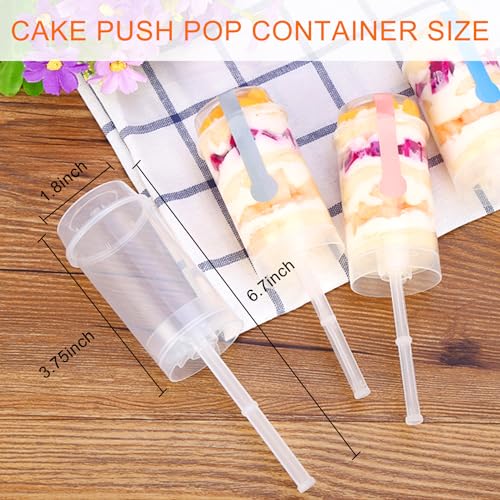 Csdtylh 24 Pack Cake Push Pop Containers with Lids, Muti-purpose Push Pop Cake Containers, Reusable Plastic Cake Push-up Pop Shooter for Cupcake, Confetti, Homemade Ice Cream,Desserts - Image 2