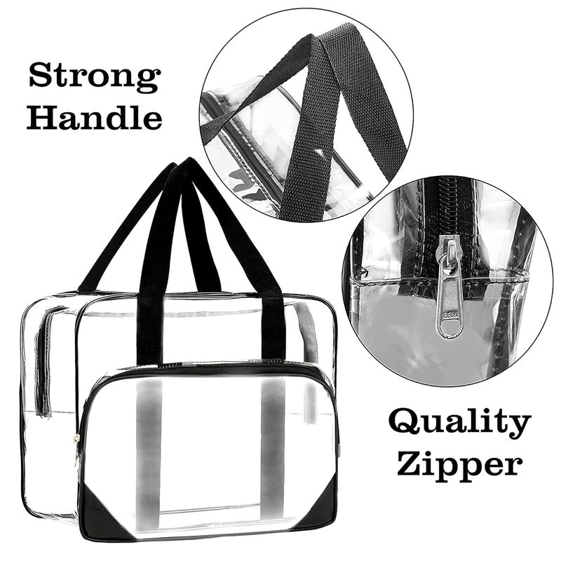 TULMAN Transparent Makeup BagsTravel Toiletry Bag for Women Cosmetic Bags with Handle Bathroom Organizer Bag Tote Zipper Handbag - Image 3