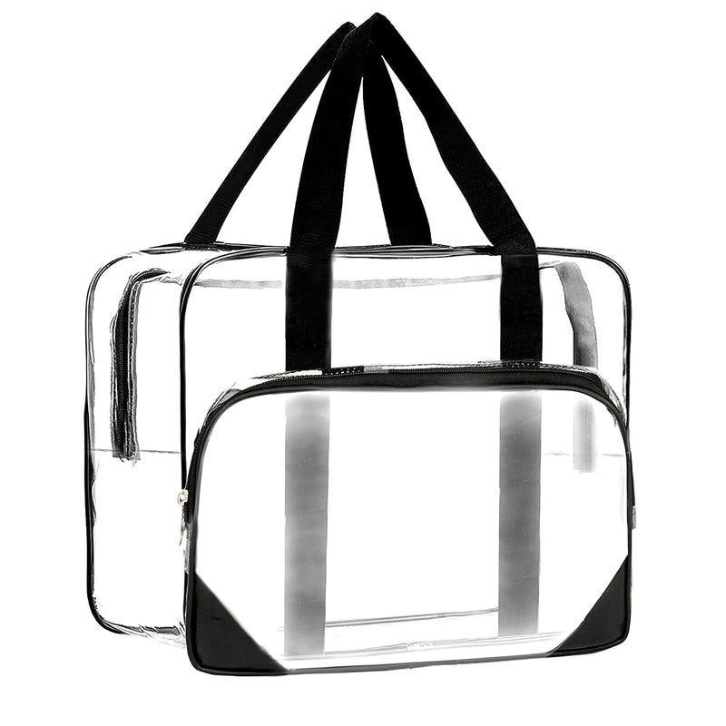 TULMAN Transparent Makeup BagsTravel Toiletry Bag for Women Cosmetic Bags with Handle Bathroom Organizer Bag Tote Zipper Handbag - Image 1