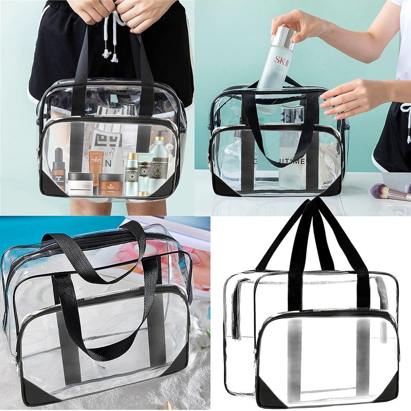 TULMAN Transparent Makeup BagsTravel Toiletry Bag for Women Cosmetic Bags with Handle Bathroom Organizer Bag Tote Zipper Handbag - Image 5