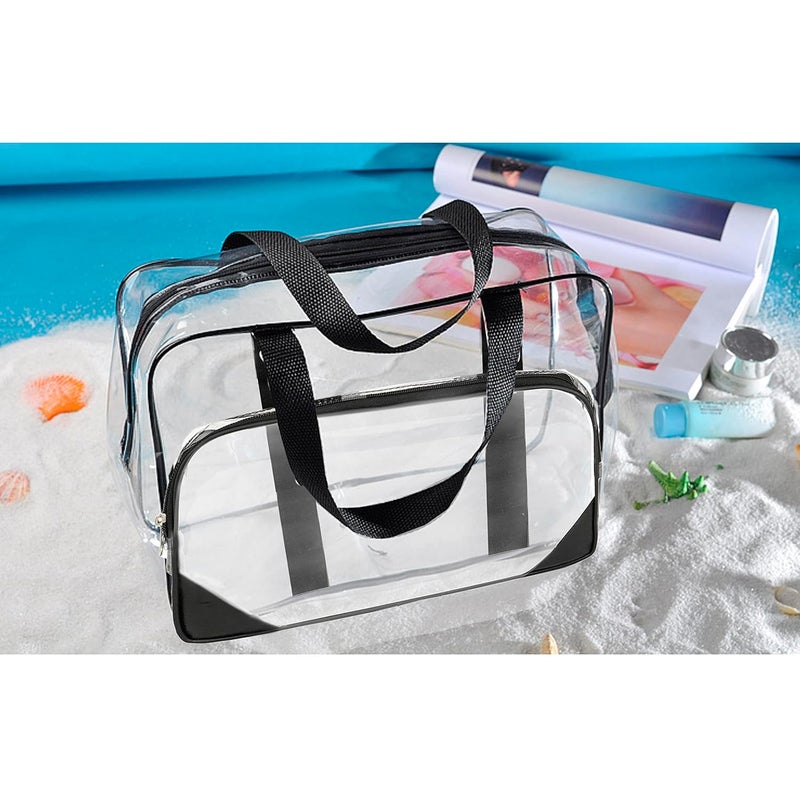 TULMAN Transparent Makeup BagsTravel Toiletry Bag for Women Cosmetic Bags with Handle Bathroom Organizer Bag Tote Zipper Handbag - Image 4