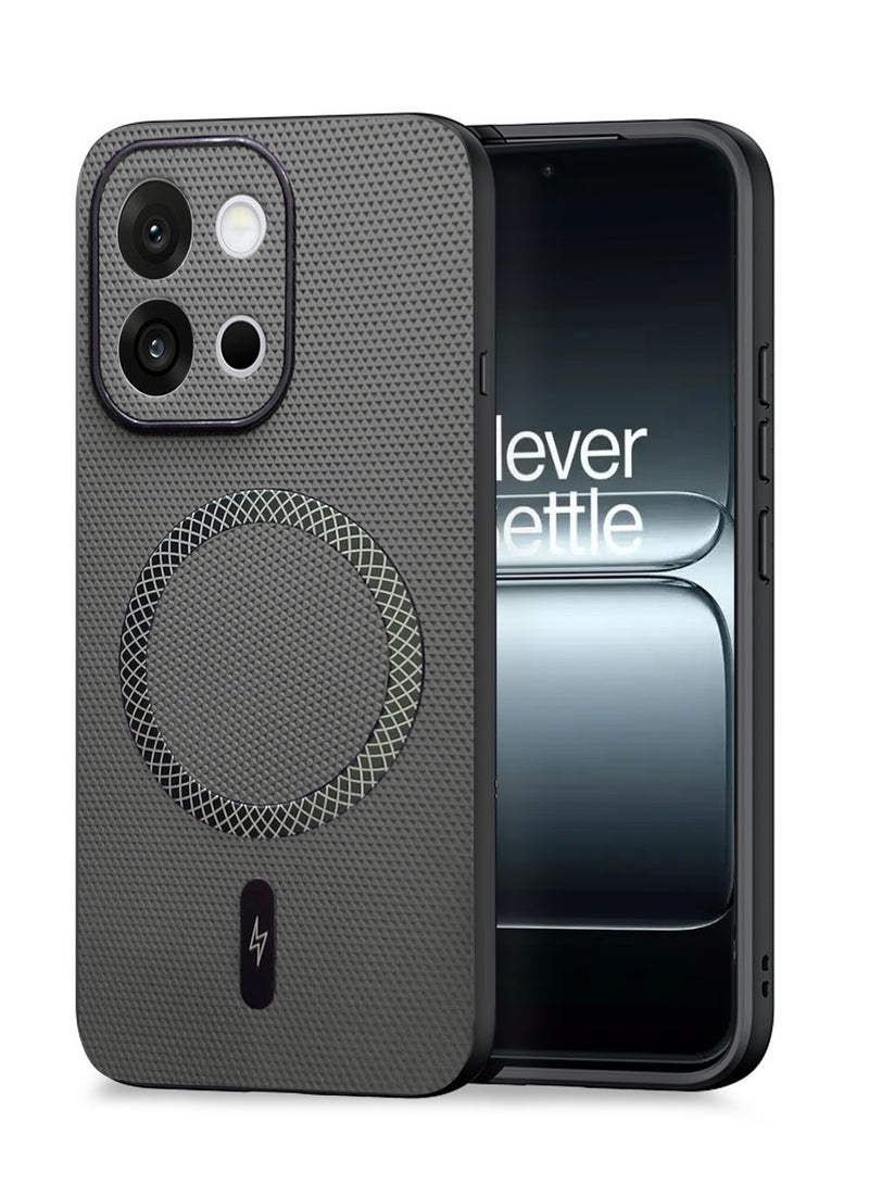 دبليو تيك غلاف هاتف OnePlus 13T 5G 2025 مع دعم الشحن اللاسلكي وغطاء مغناطيسي من جلد PU (MCMPMN) - رمادي - Image 1