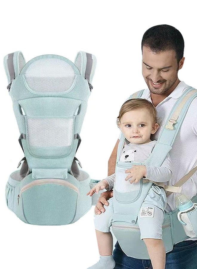 سبا لوكستيك 6-in-1 Baby Carrier with Hip Seat, Multifunctional Waist Carrier for Walking, Shopping, Hiking, Travel- Adjustable Hip Seat Baby Carrier for 0-36 Months Baby, Gift Box Packaging (Green) - Image 1