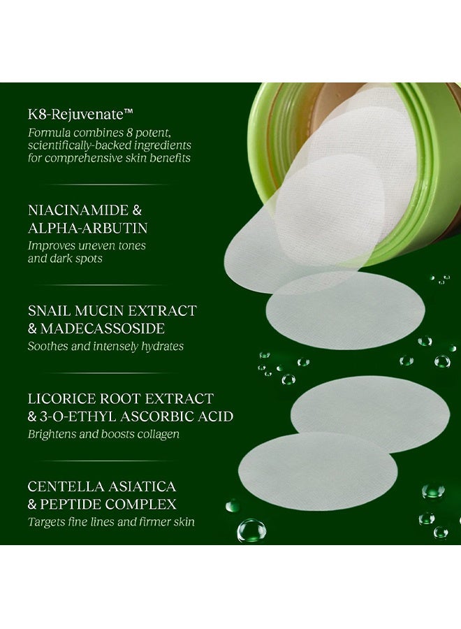 Jiyu Toning Polish Pads - Korean Skincare for Dark Spots, Wrinkles & Dull Skin - Hydrating Facial Treatment with Snail Mucin, Niacinamide, Peptides & Centella - 100 Count - Image 3