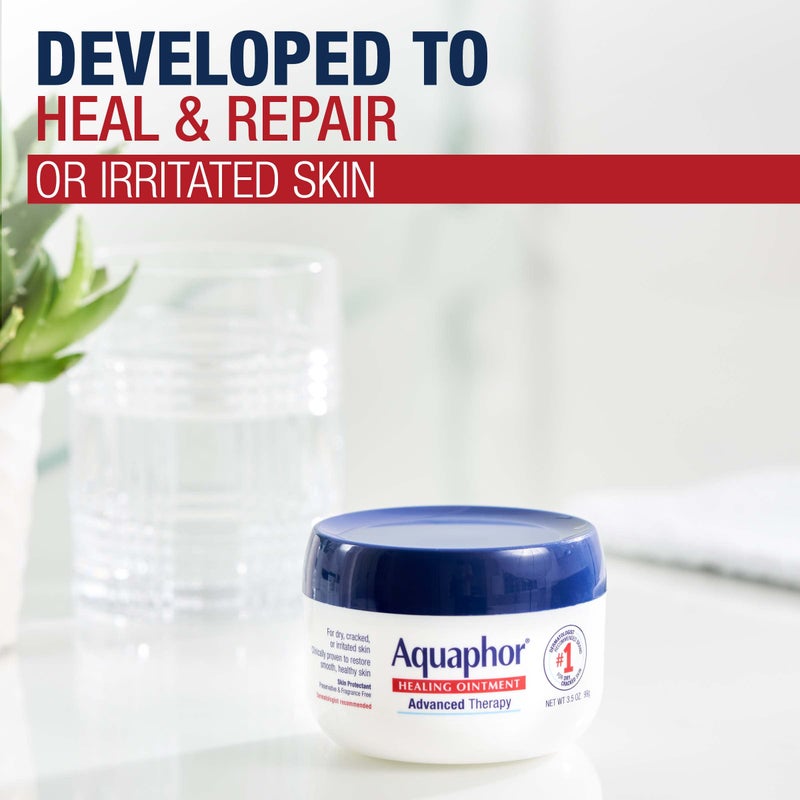 Aquaphor Healing Ointment - Skin Protectant for Dry Cracked Skin - Hands, Heels, Elbows - 3.5 oz Jar (Pack of 3) - Image 2