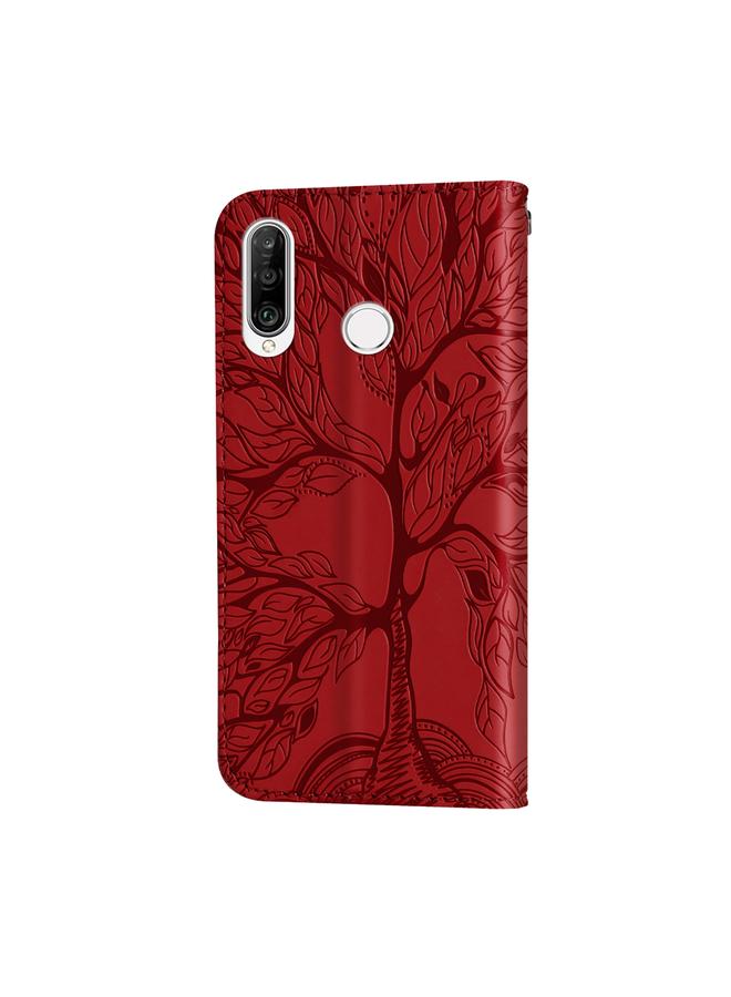 زبون جراب لهاتف Huawei P30 Lite، جراب جلدي قلاب أفقي بنقش شجرة الحياة مع حامل وفتحة بطاقة ومحفظة وإطار صورة وحبل تعليق - Image 3