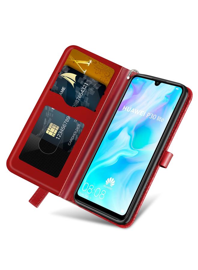 زبون جراب لهاتف Huawei P30 Lite، جراب جلدي قلاب أفقي بنقش شجرة الحياة مع حامل وفتحة بطاقة ومحفظة وإطار صورة وحبل تعليق - Image 5