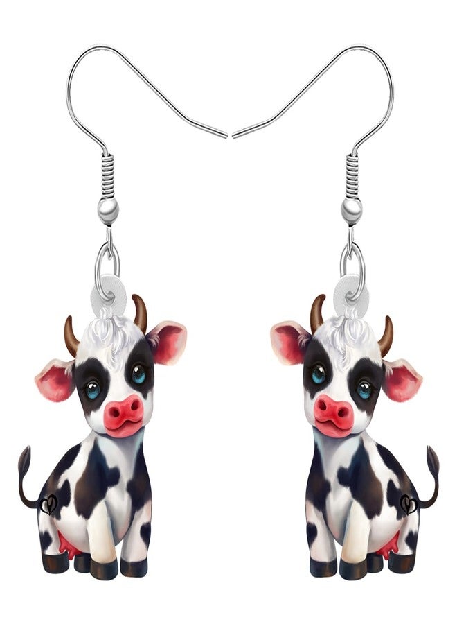 NEWEI Cute Acrylic Dairy Cow Print Earrings Dangle Farm Animals Jewelry for Women Gifts Charms (Multi) - Image 1