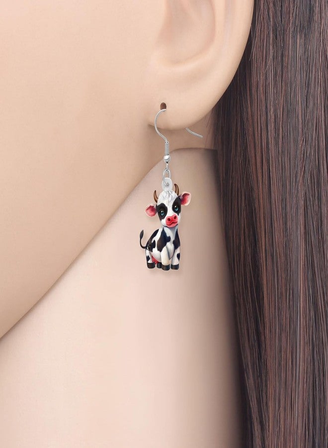 NEWEI Cute Acrylic Dairy Cow Print Earrings Dangle Farm Animals Jewelry for Women Gifts Charms (Multi) - Image 2