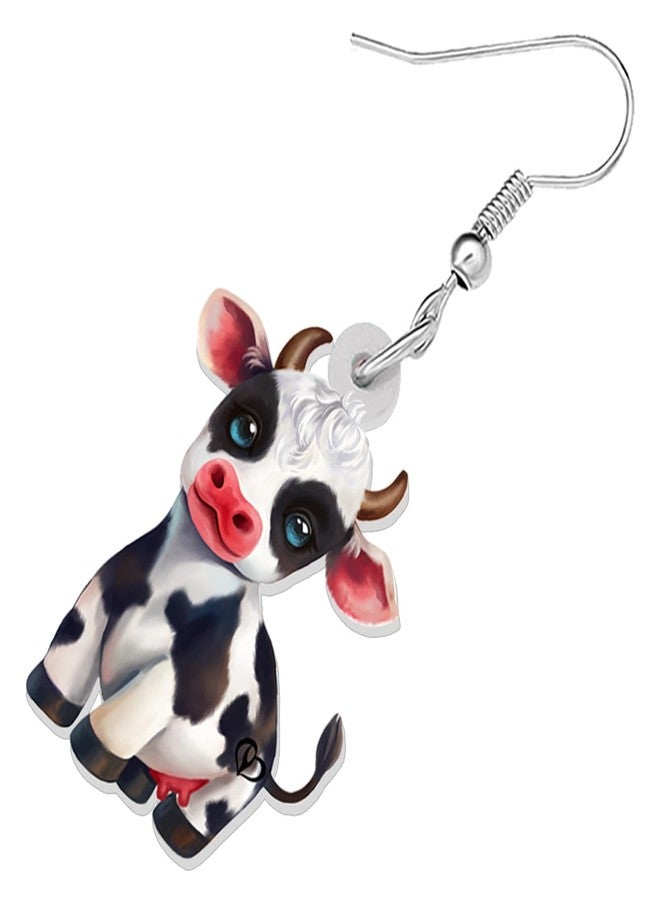 NEWEI Cute Acrylic Dairy Cow Print Earrings Dangle Farm Animals Jewelry for Women Gifts Charms (Multi) - Image 4
