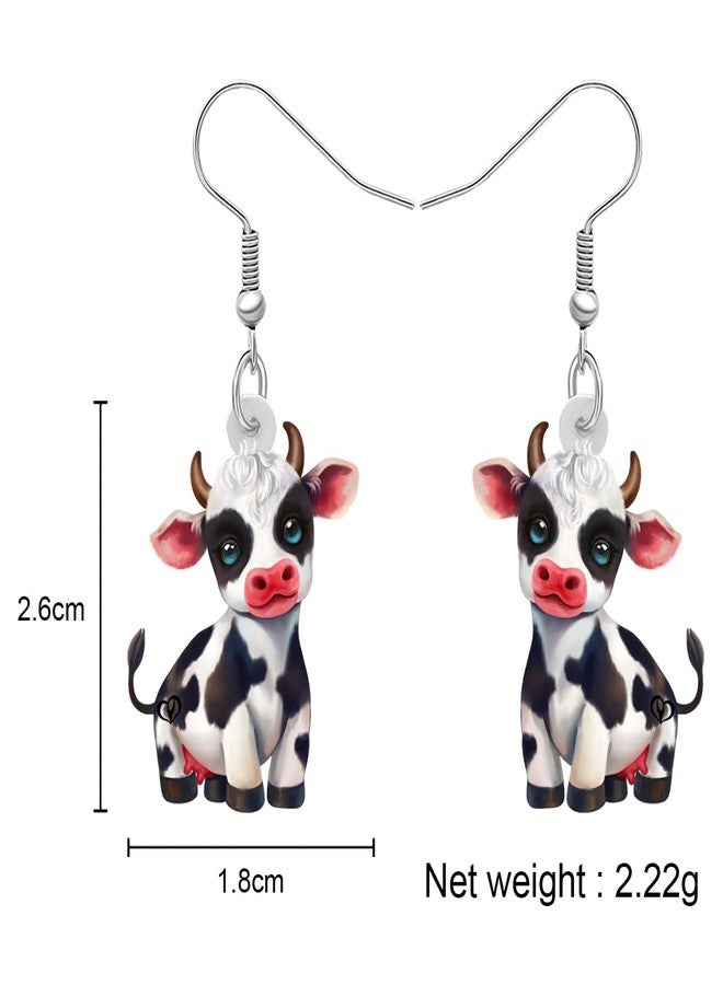 NEWEI Cute Acrylic Dairy Cow Print Earrings Dangle Farm Animals Jewelry for Women Gifts Charms (Multi) - Image 5