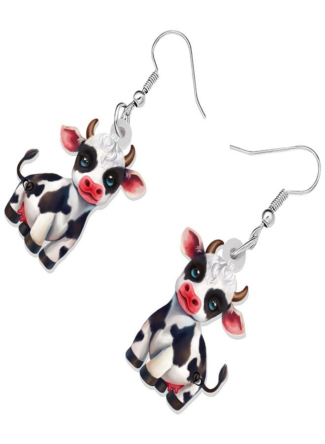 NEWEI Cute Acrylic Dairy Cow Print Earrings Dangle Farm Animals Jewelry for Women Gifts Charms (Multi) - Image 3