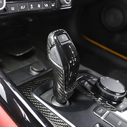 Daeiclru Real Carbon Fiber Gear Shifter Head Cover Fit for Toyota Supra GR A90 A91 MK5 2019-2022, Gear Shift Knob Cover, Interior Gear Shifter Head Trim Accessories (Style A - Black) - Image 3