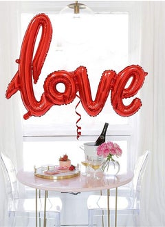 Y&D Red Foil Balloons, 1Pack of Valentines Day Decorations for Party, Valentine LOVE Shaped Balloons 36 Inch  - Image 1