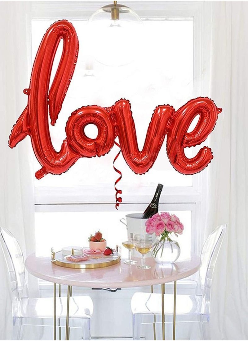 Y&D Red Foil Balloons, 1Pack of Valentines Day Decorations for Party, Valentine LOVE Shaped Balloons 36 Inch  - Image 1