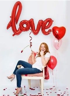 Y&D Red Foil Balloons, 1Pack of Valentines Day Decorations for Party, Valentine LOVE Shaped Balloons 36 Inch  - Image 3