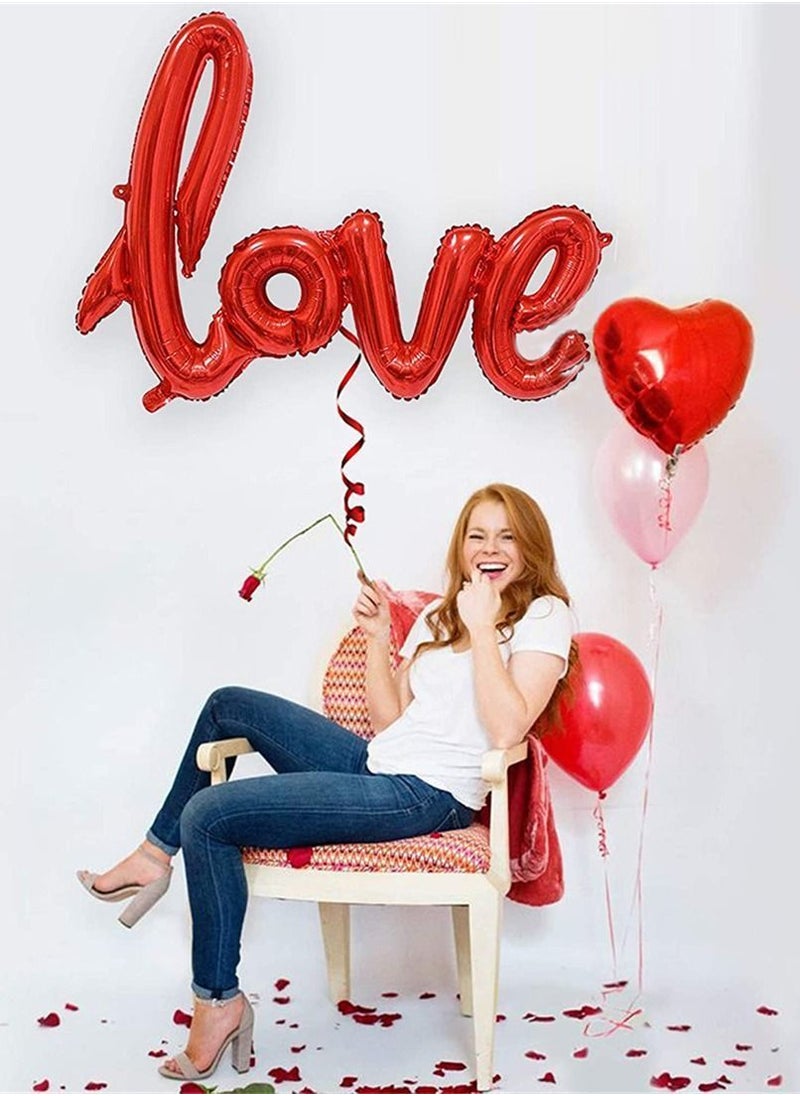 Y&D Red Foil Balloons, 1Pack of Valentines Day Decorations for Party, Valentine LOVE Shaped Balloons 36 Inch  - Image 3