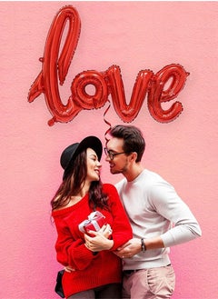 Y&D Red Foil Balloons, 1Pack of Valentines Day Decorations for Party, Valentine LOVE Shaped Balloons 36 Inch  - Image 5