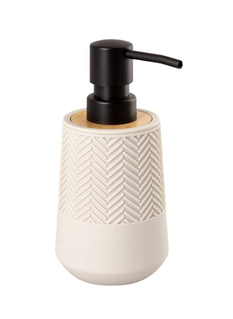 Round Soap Dispenser with Bamboo Touch Perfect for Kitchen and Bathroom 250ml-White